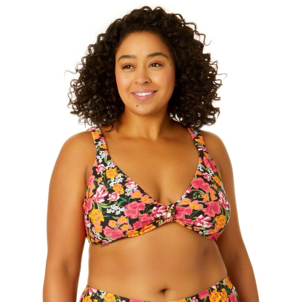 Time and Tru Women's SIZE PLUS 3X 1X Knot Front Swim Top Color: Floral NWOT
